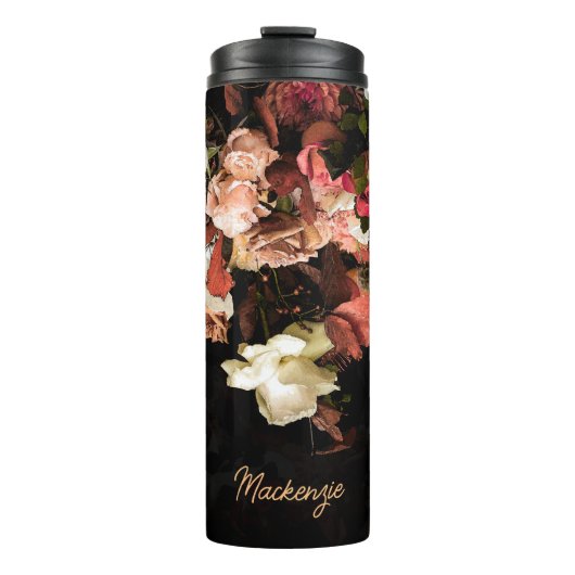 Gepersonaliseerde Autumn Flowers Stijlvolle Druk Thermosbeker (Voorkant)