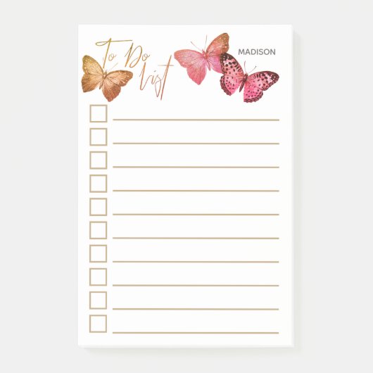 Gepersonaliseerde Autumn roze Butterfly om lijst t Post-it® Notes (Voorkant)