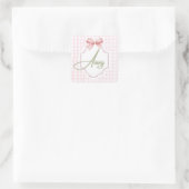 Gepersonaliseerde Avery Baby Girl Nursery Bow & Gi Vierkante Sticker (Tas)