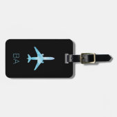 Gepersonaliseerde Aviation Blauwe Vliegtuig Bagage Bagagelabel (Voorkant horizontaal)
