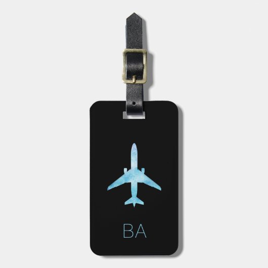 Gepersonaliseerde Aviation Blauwe Vliegtuig Bagage Bagagelabel (Voorkant verticaal)