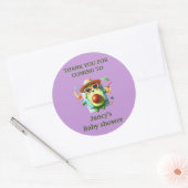 Gepersonaliseerde avocado Baby shower / Ronde Sticker (Envelop)