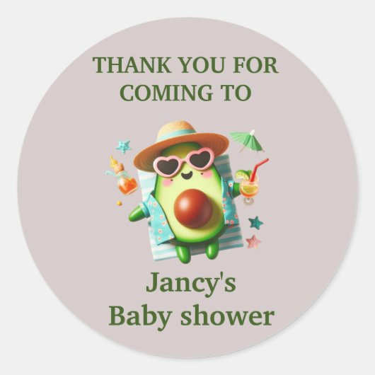 Gepersonaliseerde avocado Baby shower / Ronde Sticker (Voorkant)