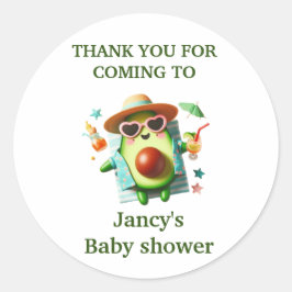 Gepersonaliseerde avocado Baby shower / Ronde Sticker