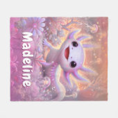Gepersonaliseerde Axolotl Gift Aangepaste Naam Roz Fleece Deken (Voorkant (Horizontaal))