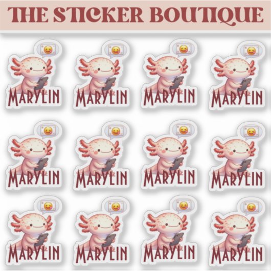 Gepersonaliseerde Axolotl Sticker Pack – Aangepast (Voorkant)