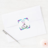 Gepersonaliseerde Axolotl Theme Girl's Birthday Vierkante Sticker (Envelop)