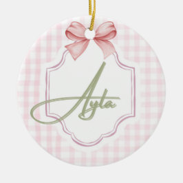 Gepersonaliseerde Ayla Baby Meisje Kwekerij Bow & Keramisch Ornament