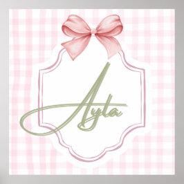 Gepersonaliseerde Ayla Baby Meisje Kwekerij Bow & Poster