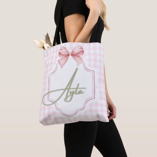 Gepersonaliseerde Ayla Baby Meisje Kwekerij Bow &  Tote Bag (Dichtbij)