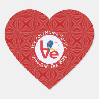 Gepersonaliseerde Azoren Rode LIEFDE Vlag  Hart Sticker