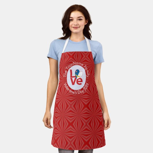 Gepersonaliseerde Azoren Rood LOVE Vlag Schort (Gedragen)