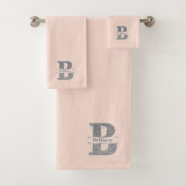 Gepersonaliseerde B-Initiaal Silver Monogram Jouw  Bad Handdoek