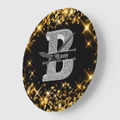 Gepersonaliseerde B-Initiaal Silver Monogram Jouw  Grote Klok (Hoek)