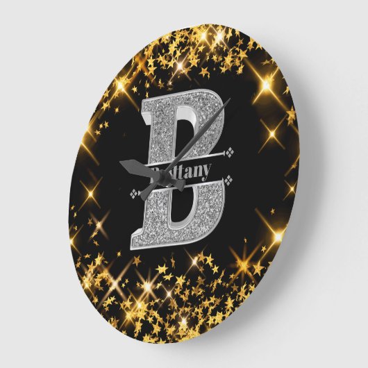 Gepersonaliseerde B-Initiaal Silver Monogram Jouw Grote Klok (Hoek)