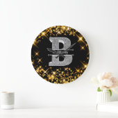 Gepersonaliseerde B-Initiaal Silver Monogram Jouw  Grote Klok (Huis)