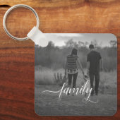 Gepersonaliseerde B&W 2 Foto Baby Sleutelhanger (Voorkant)