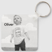 Gepersonaliseerde B&W 2 Foto Baby Sleutelhanger (Achterkant)