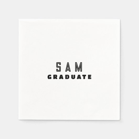 Gepersonaliseerde B/W afstudeerfeest Servet (Voorkant)