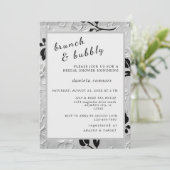 Gepersonaliseerde B & W Bloemen Brunch & Bubbly Kaart (Staand voorkant)