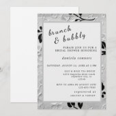 Gepersonaliseerde B & W Bloemen Brunch & Bubbly Kaart (Voorkant / Achterkant)