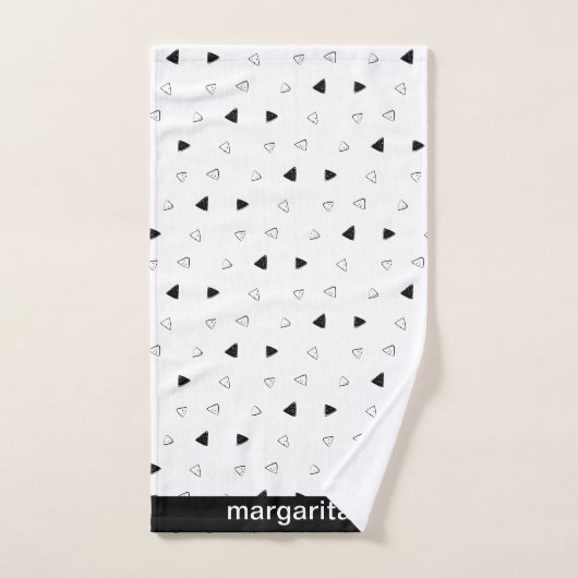 Gepersonaliseerde B&W Driehoeken Handdoek (Handdoek)