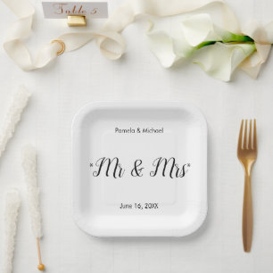 Gepersonaliseerde B&W Mr. & Mrs Font-2 Papieren Bordje