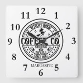 Gepersonaliseerde B&W Witch's Brew Vierkante Klok (Voorkant)