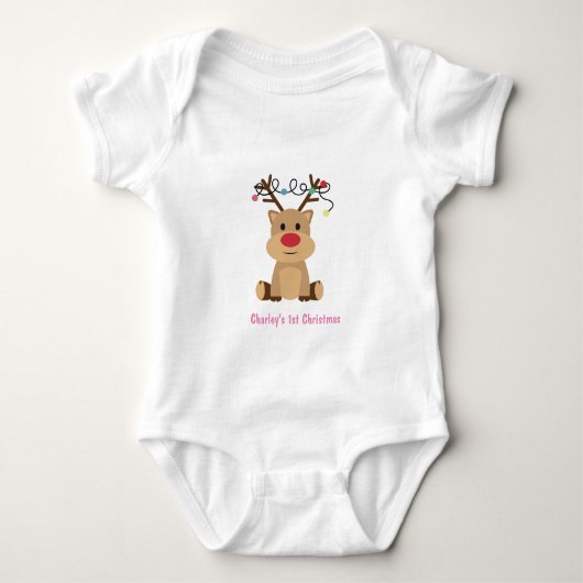 Gepersonaliseerde Baby 1e Kerstmis Romper (Voorkant)