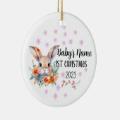 Gepersonaliseerde Baby 1e kerstversiering Keramisch Ornament (Rechts)