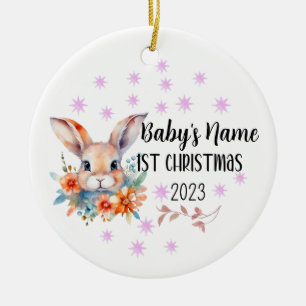 Gepersonaliseerde Baby 1e kerstversiering Keramisch Ornament