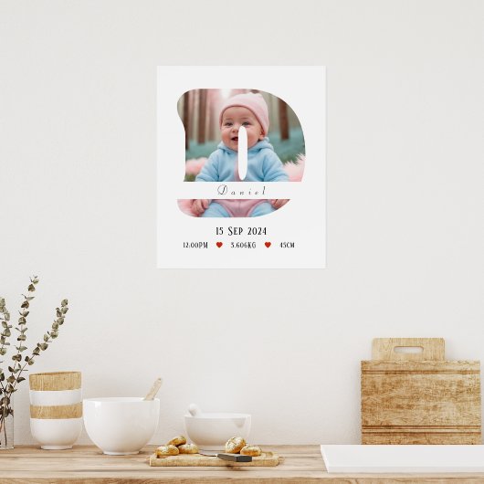 Gepersonaliseerde Baby Alfabet Letter - D - Poster (Keuken)