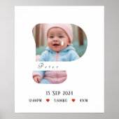 Gepersonaliseerde Baby Alfabet Letter - P - Poster (Voorkant)