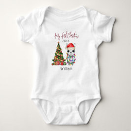 Gepersonaliseerde baby alpaca lama Eerste Kerstmis Romper