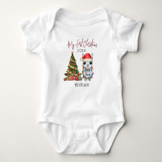 Gepersonaliseerde baby alpaca lama Eerste Kerstmis Romper