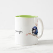 Gepersonaliseerde Baby Blue Jay Vogel Mok (Voorkant rechts)