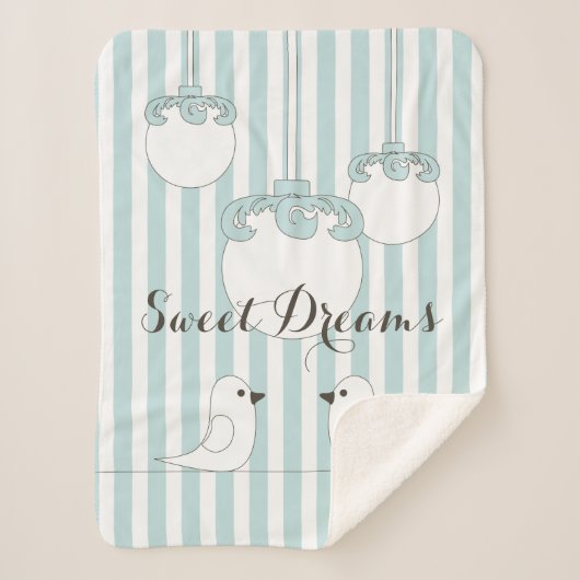 Gepersonaliseerde Baby Blue Stripe Schattigee Voge Sherpa Deken (Voorkant)