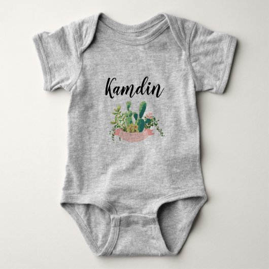 Gepersonaliseerde Baby Body Suit Bohemian Cactus S Romper (Voorkant)