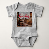 Gepersonaliseerde Baby Body Suit Cowboy Boots Schu Romper (Voorkant)