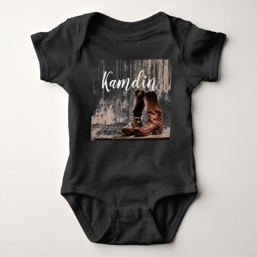 Gepersonaliseerde Baby Body Suit laarzen land rust Romper (Voorkant)