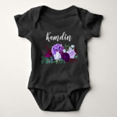Gepersonaliseerde Baby Body Suit Lavendel Hibiscus Romper (Voorkant)
