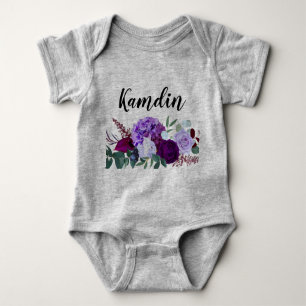 Gepersonaliseerde Baby Body Suit Lavendel Hibiscus Romper