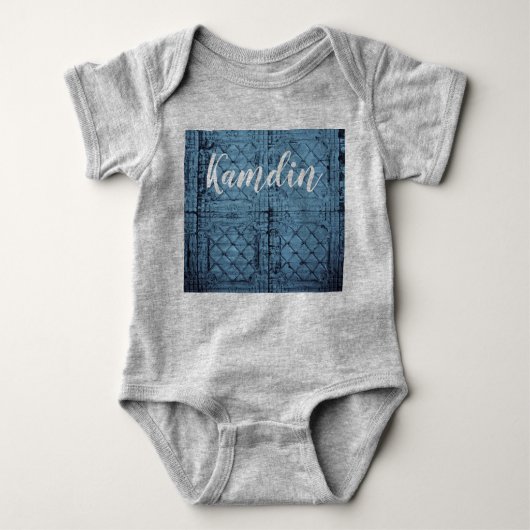 Gepersonaliseerde Baby Body Suit Rustiek Tin Panel Romper (Voorkant)