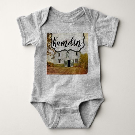 Gepersonaliseerde Baby Body Suit Sunset Barn Count Romper (Voorkant)