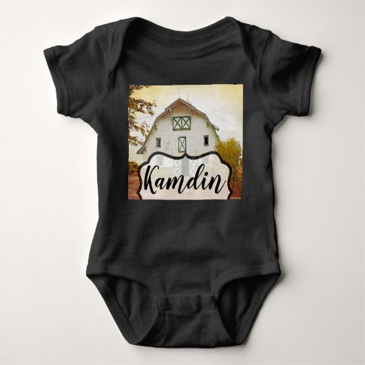 Gepersonaliseerde Baby Body Suit Sunset Barn Count Romper (Voorkant)
