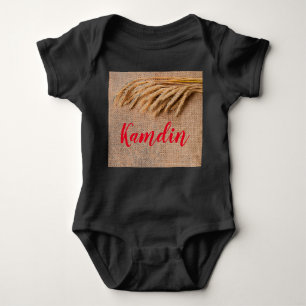 Gepersonaliseerde Baby Body Suit Tarwe op Burlap S Romper