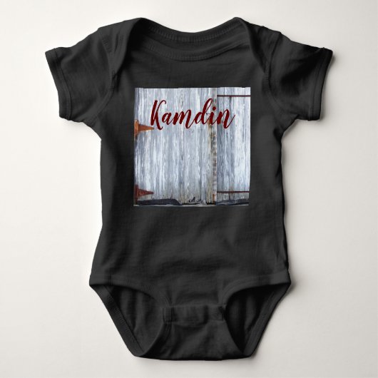 Gepersonaliseerde Baby Body Suit Wit Wassen Hout S Romper (Voorkant)