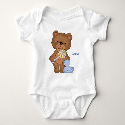 Gepersonaliseerde Baby Bodysuit Baby Boy Teddy Bea (Voorkant)