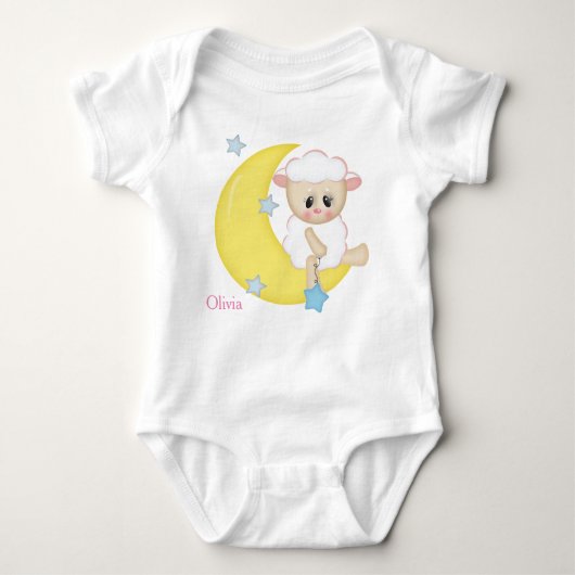 Gepersonaliseerde Baby Bodysuit Baby Lamb Crescent (Voorkant)