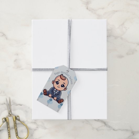 Gepersonaliseerde Baby Boss Gift Label voor verjaa Cadeaulabel (Met Touw)